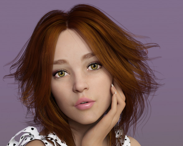 Обои картинки фото 3д графика, портрет , portraits, девушка, фон, взгляд