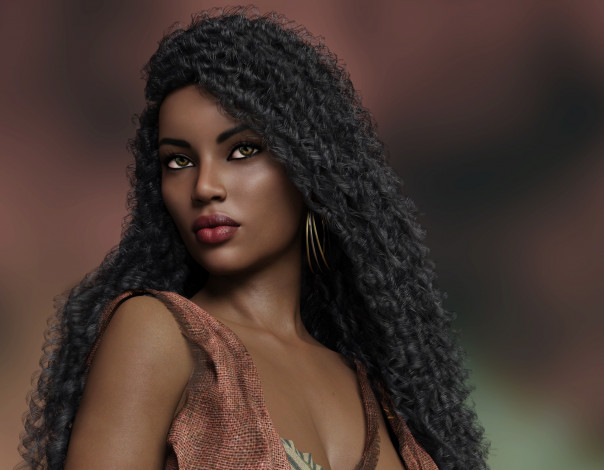 Обои картинки фото 3д графика, портрет , portraits, фон, взгляд, девушка