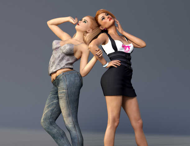 Обои картинки фото 3д графика, люди , people, фон, взгляд, девушки