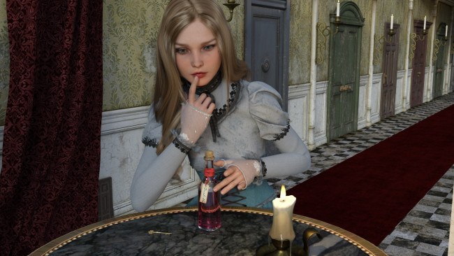 Обои картинки фото 3д графика, люди , people, фон, взгляд, девушка