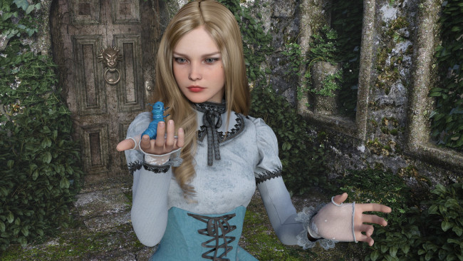 Обои картинки фото 3д графика, люди , people, взгляд, девушка, фон