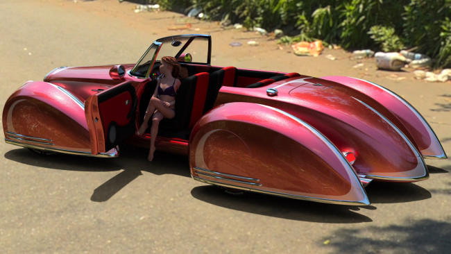 Обои картинки фото 3д графика, люди-авто, мото , people- car ,  moto, взгляд, девушка, фон, автомобиль