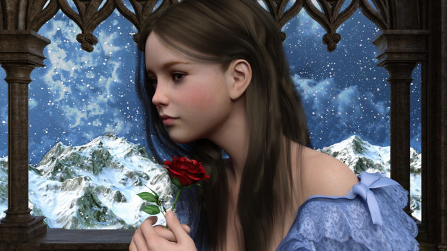 Обои картинки фото 3д графика, портрет , portraits, девушка, фон, взгляд