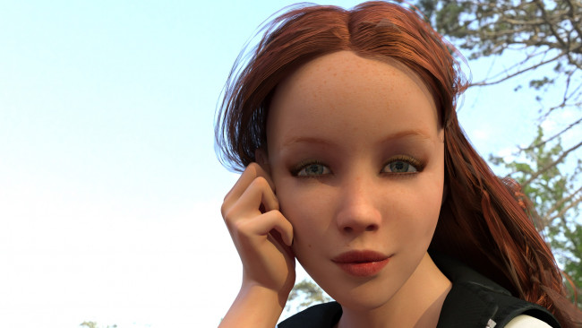 Обои картинки фото 3д графика, портрет , portraits, взгляд, девушка, фон