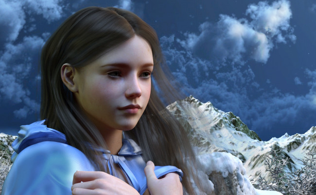 Обои картинки фото 3д графика, портрет , portraits, фон, взгляд, девушка