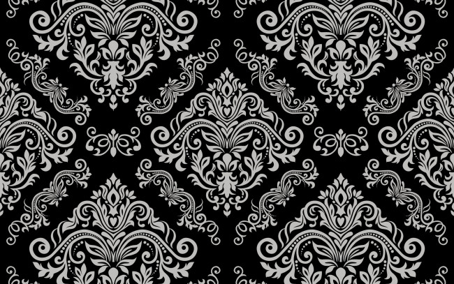 Обои картинки фото векторная графика, графика , graphics, pattern, vintage, серый, floral, vector, grey, черный, seamless, background, орнамент, element
