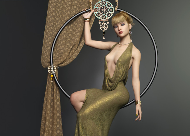 Обои картинки фото 3д графика, люди , people, девушка, взгляд, фон