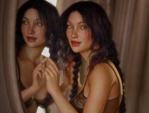 Картинка 3д+графика люди+ people девушка взгляд фон