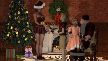 обоя 3д графика, праздники , holidays, девушка, взгляд, фон