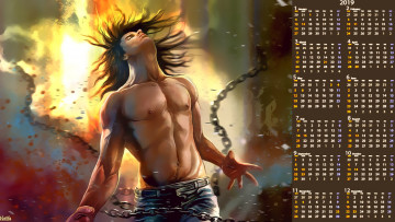 Картинка календари фэнтези 2019 calendar пламя цепь мужчина