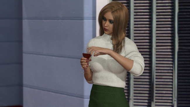 Обои картинки фото 3д графика, люди , people, девушка, взгляд, фон