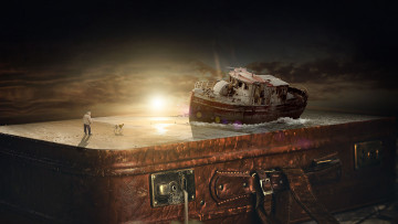 Картинка разное компьютерный+дизайн дед собака фон чемодан корабль