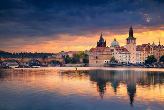 Обои картинки фото города, прага , чехия, влтава, мост