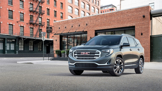 Обои картинки фото suv gmc terrain, автомобили, gm-gmc, серый, здание