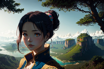 Картинка аниме пейзажи +природа нейросети графика нейроарт ai art нейронные сети рисунки нейро искусство