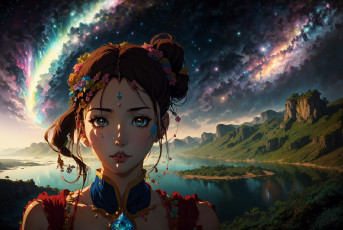 Картинка аниме пейзажи +природа нейросети графика нейроарт ai art нейронные сети рисунки нейро искусство