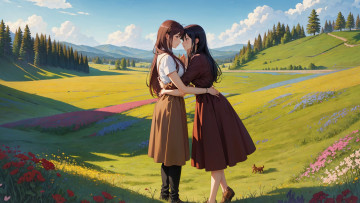 Картинка аниме пейзажи +природа нейросети графика нейроарт ai art нейронные сети рисунки нейро искусство