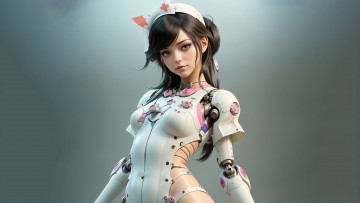 Картинка фэнтези роботы +киборги +механизмы нейросети графика нейроарт ai art нейронные сети рисунки нейро искусство девушка киборг