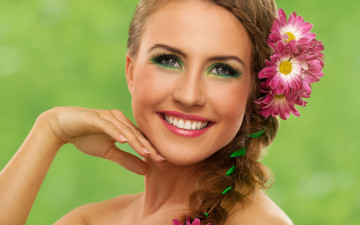 Картинка девушки -+лица +портреты шатенка коса улыбка