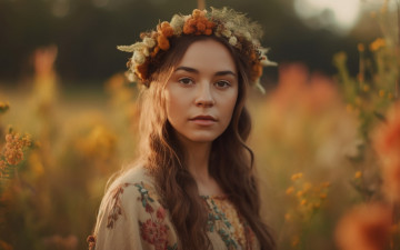 Картинка девушки -+лица +портреты шатенка венок взгляд