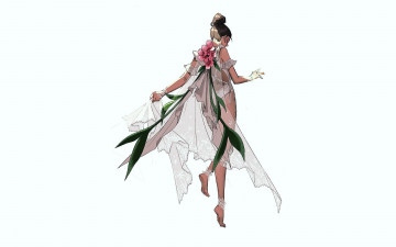 Картинка рисованное люди девушка цветок