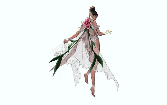 Обои картинки фото рисованное, люди, девушка, цветок