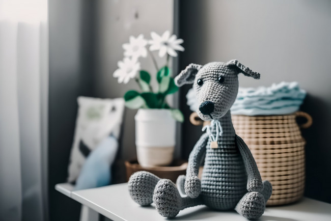 Обои картинки фото разное, ремесла,  поделки,  рукоделие, нейросети, графика, нейроарт, ai, art, нейронные, сети, рисунки, нейро, искусство, вязаная, собака