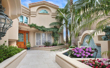 Картинка города здания дома цветы дом вилла стиль