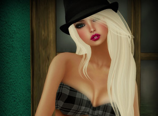 Картинка 3д графика portraits портрет шляпа блондинка