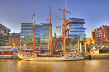 Картинка германия гамбург корабли парусники парусник причал