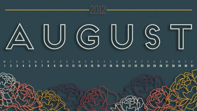 Обои картинки фото календари, рисованные, векторная, графика, август