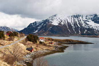 Картинка lofoten islands norway природа пейзажи озеро остров горы