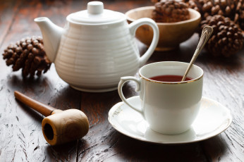 Картинка еда напитки Чай трубка чашка заварник шишка