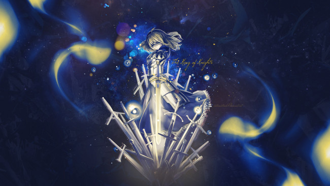 Обои картинки фото аниме, fate, zero, девушка, мечи