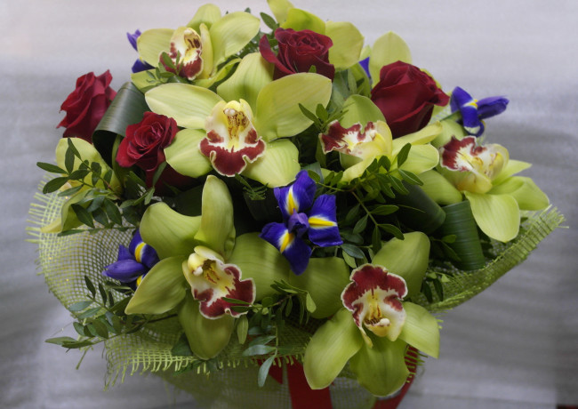 Обои картинки фото цветы, букеты, композиции, ирис, букет