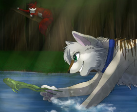 Картинка рисованные животные +коты лягушка кошки