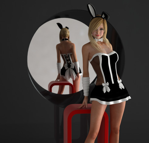 Обои картинки фото 3д графика, люди , people, девушка, тень, взгляд