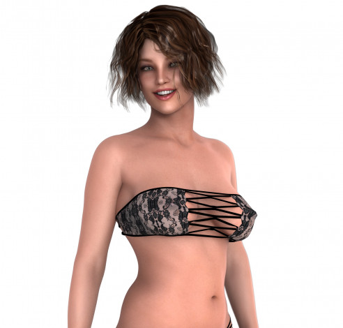 Обои картинки фото 3д графика, люди , people, улыбка, взгляд, девушка