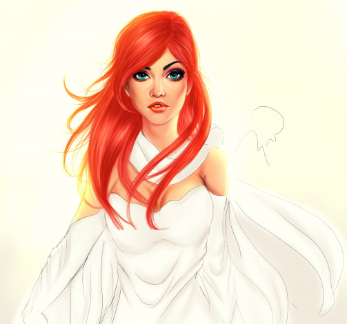 Обои картинки фото рисованные, люди, девушка, взгляд