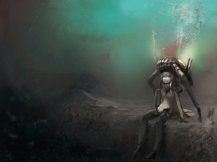 Картинка аниме kantai+collection девушка wo-class kantai collection yayaftw арт сидит под водой океан