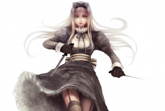 Картинка аниме оружие +техника +технологии девушка фон арт