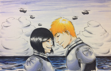 Картинка разное арты девушка pacific rim вертолеты парень rukia kuchiki shinigami ichigo kurosaki bleach crossover
