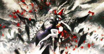 Картинка аниме touhou бант чепчик iori hakurei reimu yakumo yukari девушки осколки арт