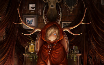 Картинка аниме unknown +другое рога девочка арт