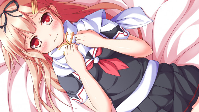 Обои картинки фото аниме, kantai collection, kantai, collection, yuudachi, kancolle, tagme, artist, арт, девочка, взгляд