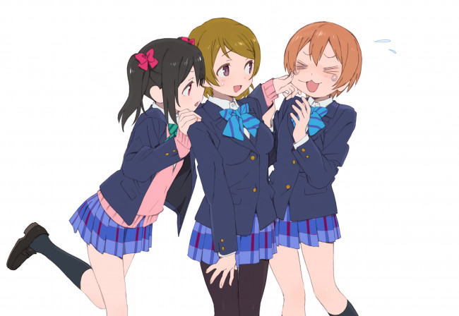 Обои картинки фото аниме, love live,  school idol project, love, live, school, idol, project, hoshizora, rin, koizumi, hanayo, yazawa, nico, tagme, artist, арт, девочки