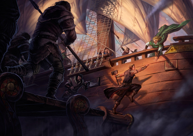 Обои картинки фото фэнтези, люди, корабль, парни, мужчины