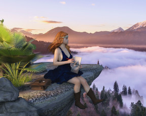 Картинка 3д+графика люди+ people девушка взгляд фон