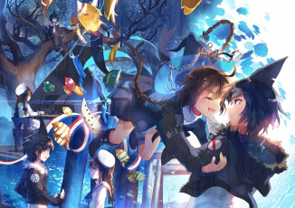 Картинка аниме unknown +другое шляпа рыбки парни слезы цепь daikaigen to девушки samekichi