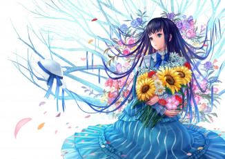 Картинка аниме unknown +другое взгляд фон девушка